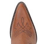 Bota Texana Bico Fino Feminina Em Couro Nobre Cor Castor Bordado