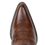 Bota Feminina Bico Fino Cano Curto Em Couro Legitimo Cor Pinhao Com Strass