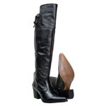 Texana Montaria Feminina Over The Knee Salto Alto Em Couro Mamute PRETO