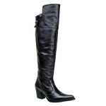 Texana Montaria Feminina Over The Knee Salto Alto Em Couro Mamute PRETO