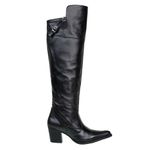 Texana Montaria Feminina Over The Knee Salto Alto Em Couro Mamute PRETO