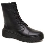 BOTA COTURNO BLOGUEIRA DE COURO ESTILO MILITAR CANO ALTO PRETO LINHA BRANCA