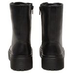 BOTA COTURNO BLOGUEIRA DE COURO ESTILO MILITAR CANO ALTO PRETO LINHA BRANCA