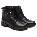 Coturno Feminino Couro Vermont Preto Estilo Urbano com Solado Tratorado 