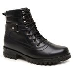 Coturno Feminino Couro Vermont Preto Estilo Urbano com Solado Tratorado 
