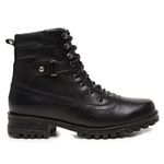 Coturno Feminino Couro Vermont Preto Estilo Urbano com Solado Tratorado 