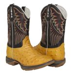 BOTA TEXANA MASCULINA BORDADA REPICA COURO AVESTRUZ SOLA JUMP FB100