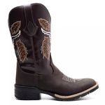 Bota Texana Masculina Couro Crazy Horse Cafe e Ecologico Cafe Boi - Silverado Botas