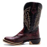 Bota Texana Masculina Couro Jacare Imit Bordo e Ecologico Preto Jump - Silverado Botas