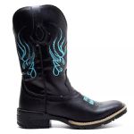 Bota Texana Masculina Couro Floater Preto e Ecologico Preto - Silverado Botas