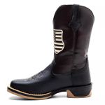 Bota Texana Masculina Couro Floater Preto e Ecologico Cafe Jump - Silverado Botas
