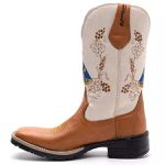 Bota Texana Masculina Couro Floater Conhaque e Ecologico Marfim - Silverado Botas