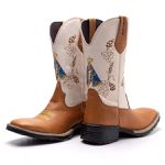 Bota Texana Masculina Couro Floater Conhaque e Ecologico Marfim - Silverado Botas