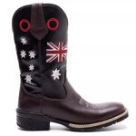 Bota Texana Masculina Couro Floater Chocolate e Ecologico Preto Bandeira - Silverado Botas