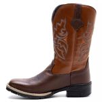 Bota Texana Masculina Couro Floater Chocolate e Ecologico Caramelo - Silverado Botas