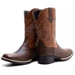 Bota Texana Masculina Couro Floater Chocolate e Ecologico Caramelo - Silverado Botas