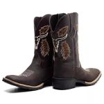 Bota Texana Masculina Couro Crazy Horse Cafe e Ecologico Cafe Boi - Silverado Botas