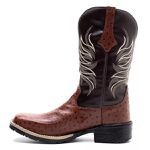 Bota Texana Masculina Couro Avestruz Imit Tan e Ecologico Cafe - Silverado Botas