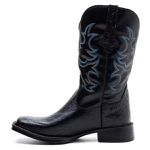 Bota Texana Masculina Couro Avestruz Imit Preto e Ecologico Preto