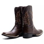 Bota Texana Masculina Couro Avestruz Imit Cafe e Ecologico Cafe