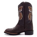 Bota Texana Infantil Premium Couro Crazy Horse Cafe e Eco Cafe Boi