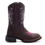 Bota Texana Infantil Premium Couro Crazy Horse Cafe e Eco Cafe