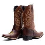 Bota Texana Feminina Couro Fossil Tabaco e Ecologico Caramelo