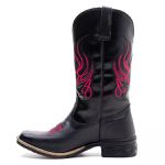 Bota Texana Feminina Couro Floater Preto e Ecologico Preto