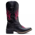 Bota Texana Feminina Couro Floater Preto e Ecologico Preto