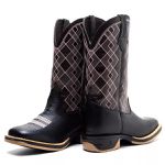 Bota Texana Feminina Couro Floater Preto e Ecologico Preto