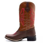 Bota Texana Feminina Couro Floater Chocolate e Ecologico Caramelo