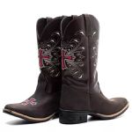 Bota Texana Feminina Couro Crazy Horse Cafe e Ecologico Cafe