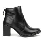 Bota Couro Feminina Amarração Calcanhar preta 