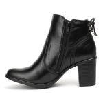 Bota Couro Feminina Amarração Calcanhar preta 