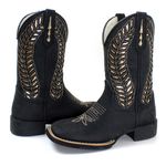 BOTA TEXANA FEMININA COM RECORTES A LASER CANO MEDIO FB80