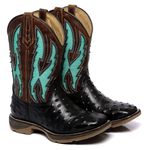 BOTA TEXANA FRANCA BOOTS MASCULINA SOLA JUMP COM RECORTES A LASER FB2231 REPLICA AVESTRUZ 