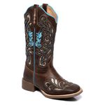 BOTA TEXANA FRANCA BOOTS HOOPER FEMININA COM RECORTES A LASER AZUL FB2222