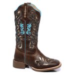 BOTA TEXANA FRANCA BOOTS HOOPER FEMININA COM RECORTES A LASER AZUL FB2222
