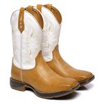 BOTA TEXANA FRANCA BOOTS MASCULINA SOLA JUMP CANO BRANCO FB2236