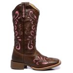 BOTA TEXANA FRANCA BOOTS HOOPER FEMININA COM RECORTES A LASER ROSA FB2225