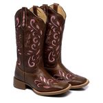 BOTA TEXANA FRANCA BOOTS HOOPER FEMININA COM RECORTES A LASER ROSA FB2225