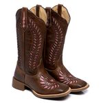 BOTA TEXANA FRANCA BOOTS HOOPER FEMININA COM RECORTES A LASER ROSA FB2025