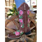 BOTA TEXANA HOPPER FEMININA FRANCA BOOTS BICO QUADRADO FLORES F32