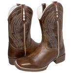 BOTA TEXANA BICO QUADRADO COURO NATURAL BORDADA FB74N- FRANCA BOOTS 