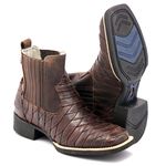 BOTINA COURO ESCAMADA BICO QUADRADO FRANCA BOOTS