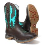 BOTA TEXANA MASCULINA SOLA JUMP RECORTES A LASER VERDE`` FB121