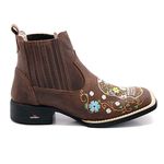 BOTINA FEMININA GOYAZES BICO QUADRADO CAVEIRA MEXICANA FRANCA BOOTS 