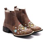 BOTINA FEMININA GOYAZES BICO QUADRADO CAVEIRA MEXICANA FRANCA BOOTS 