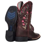 BOTA TEXANA FRANCA BOOTS BORDADA FLORAL PINK CANO MÉDIO 
