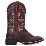 BOTA TEXANA FRANCA BOOTS BORDADA FLORAL PINK CANO MÉDIO 